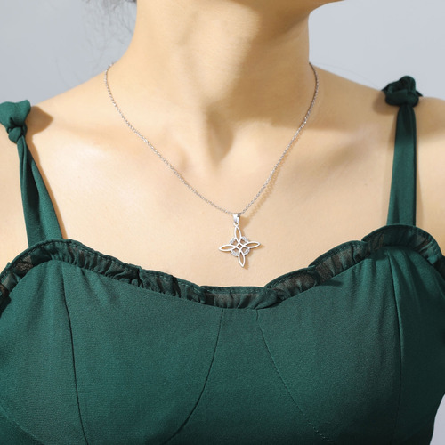(s) Collar Con Nudo De Bruja Collar Tipo Gargantilla De Acer
