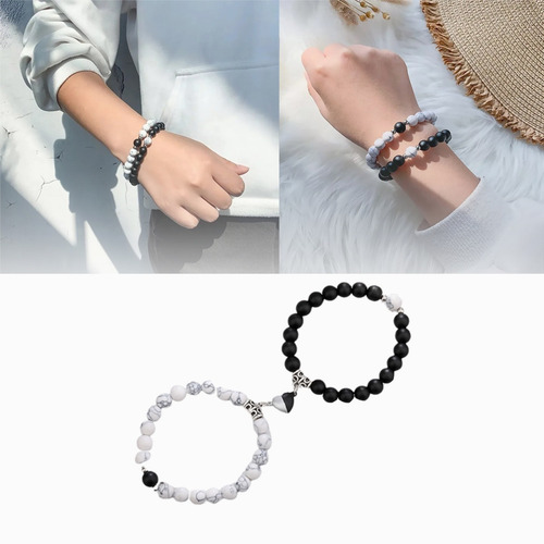 Imagen 1 de 7 de Pulseras Para Parejas Con Imán Corazón Regalo San Valentín