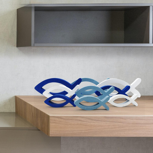 9 Piezas De Decoración De Pared De Peces De Madera Decoració