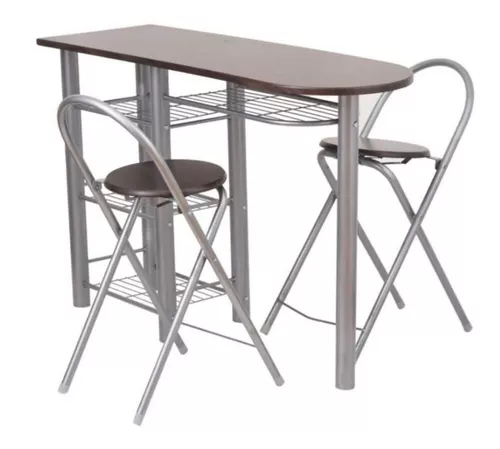  FUNROLUX Juego de mesa de comedor plegable y 2 sillas plegables,  mesa de comedor extensible gris con estante de almacenamiento y 2 cajones  para espacios pequeños : Hogar y Cocina