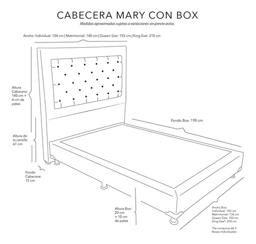 Cabecera Matrimonial Dicasa Mary+ Box Dicasa Bless Chocolate