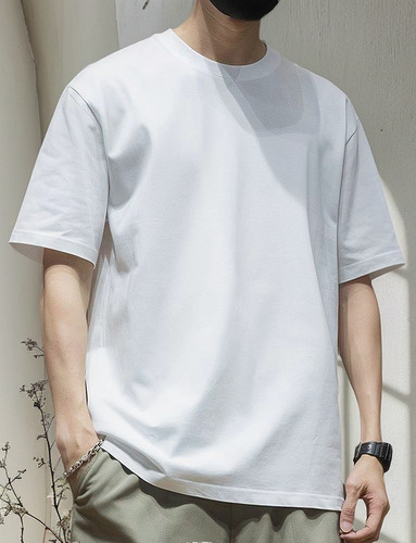 Camiseta De Algodón Con Diseño Estampado, Corte Holgado, Est