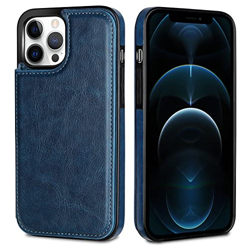 Funda Cartera Para iPhone 12 Pro Max Azul 6.7- Pulgada Suave
