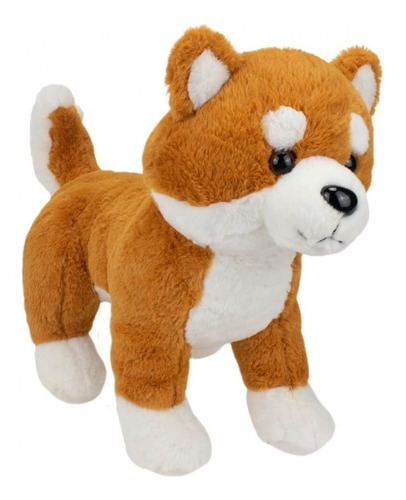 Cachorro Filhote Shiba Em Pelúcia 35 Cm Cor Azul-marinho