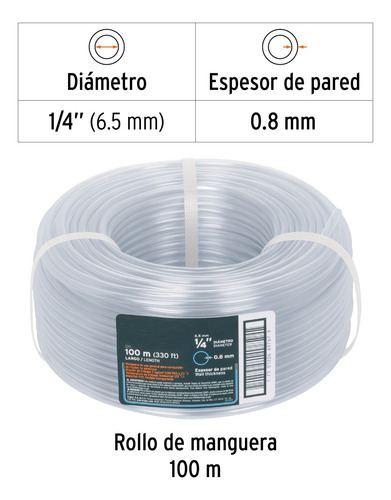 Tubo Flexible De Pvc Transparente Tipo Tygon De 6.5mm X 100m