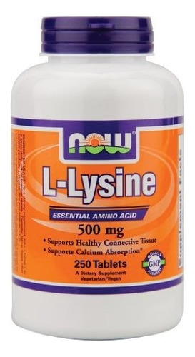 Ahora Alimentos L-lisina 500 Mg - 250 Tabs 2 Paquete