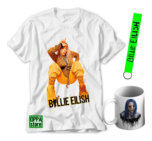 Bilie Eilish Remera Unisex + Taza + Llavero De Regalo