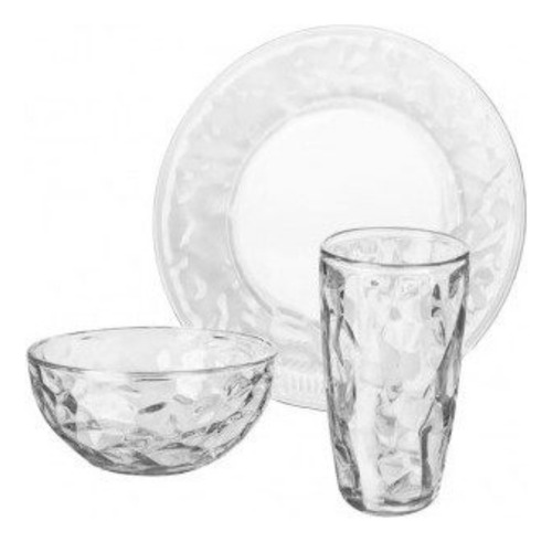 Vajilla De 9 Piezas Alaska De Vidrio Elegante Para El Hogar Transparente Alaska