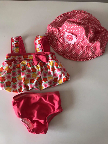 Traje De Baño Bikini Bebé De 6-9 Meses Con Gorro