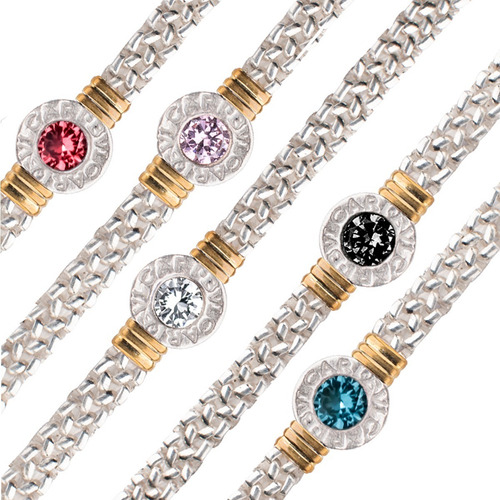 Imagen 2 de 10 de Pulsera Plata Y Oro Mujer Cubic Y Onix - Payasón Regalo