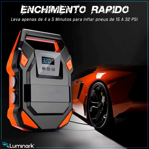 Imagem 6 de 8 de Compressor Calibrador Ar Portátil 12v Digital De Pneu 150psi