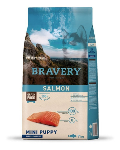 Alimento Para Perros Raza Pequeña Puppy Bravery Salmón 7kg