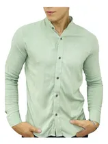 Comprar Camisas Manga Larga Lino De Hombre, Camisas Cuello Neru