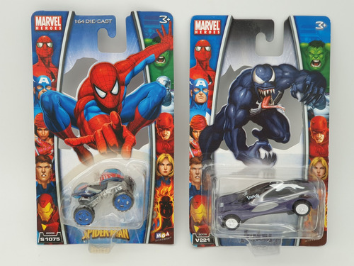 2 Autos Marvel Hombre Araña Y Venom Mga 2006 Carton Doblado