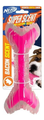 Nerf Dog Super Scent Hueso Curvo C/duradero Aroma A Tocino Color Rosa Chicle