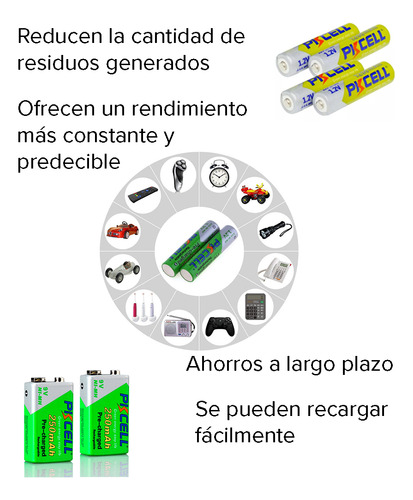 4 Baterías Recargables Aa 600mah Pila Precargada Pkcell Nimh Tecneu