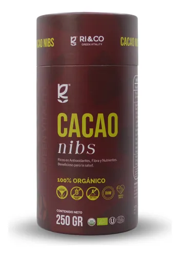 Nibs De Cacao 100% Organico Sin Gluten Vegano 250g Riandco