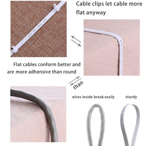 Cat 6 Cable Ethernet De 100 Pasteles, Blanco Plano, Delgado,