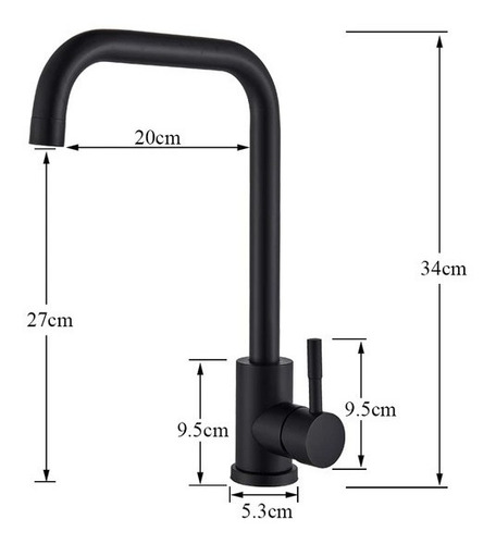 Imagen 2 de 3 de Canilla Monocomando De Acero Inoxidable Negro Mate