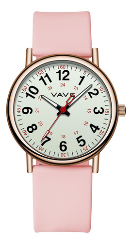 Reloj De Enfermera Vavc, Analógico, 40mm, Color Oro Rosa