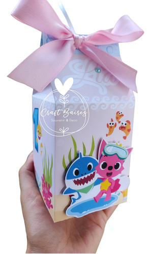 10 Caja Golosinera Milk Box Souvenirs Baby Shark Nena