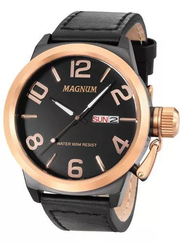 Relogio magnum pulseira de couro