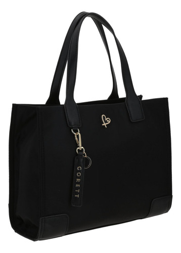 Bolso Gorétt Tipo Satchel Textil Básico Gorétt Estela P25 Negro Lisa Oro Negro