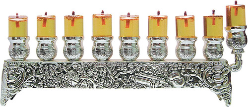 Menorah Ner Mitzvah, De Metal, Para Velas O Vasos De Aceite