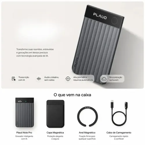 Plaud Note Pro 64gb Gravador De Voz Inteligente Ai Chatgpt
