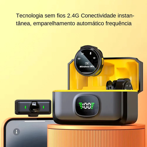 Microfone Lapela Redondo Imã Sem Fio Anti Ruído Duplo Celula