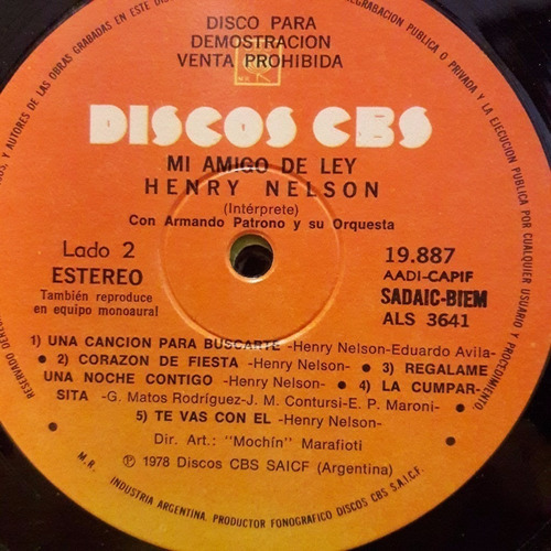 Sin Tapa Disco Henry Nelson Mi Amigo De Ley M0