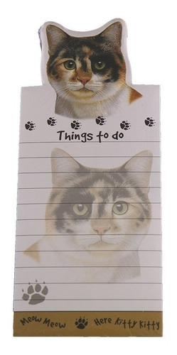 Libreta Magnética Larga Gato Calico 50 Hojas Autoadheribles