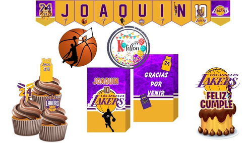 Kit De Angeles Lakers Cumpleaños/fiesta Infantil- Kotillonk