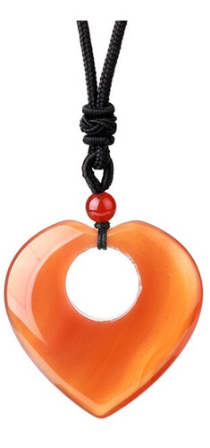 Collar Protector Corazón Ágata Naranja / Amuletos Suerte