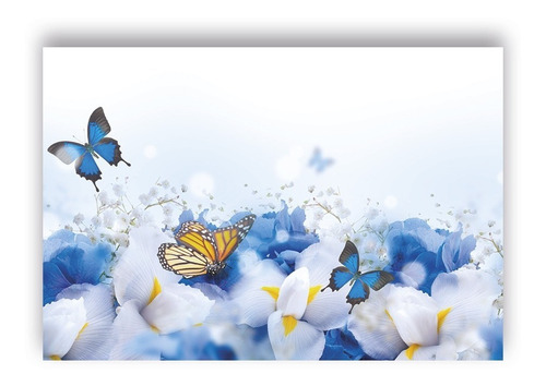 Fundo Fotográfico - Flores Azuis E Brancas - 2,20 X 1,50