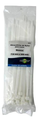 Abracadeira Nylon Brasfort Branca 7,6x300 50 Pecas 8690