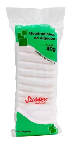 Quadradinhos De Algodão Sussex Macio 40g - (10 Pacotes)