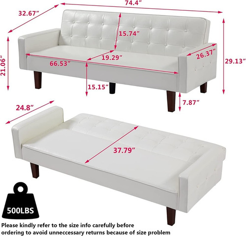 Futon Convertible De Pielsint Color Beige Marca Mikibama