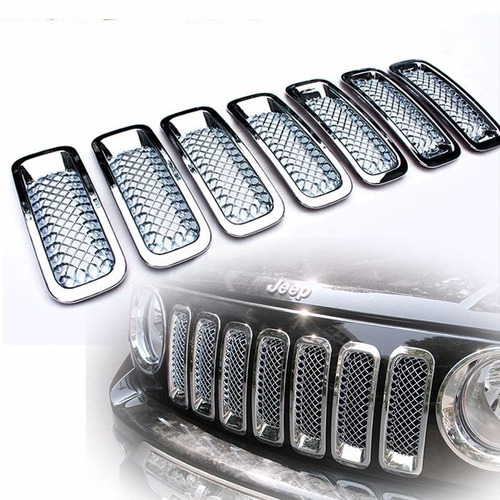 Kit De 7 Insertos Parrilla Jeep Patriot 11-actual Cromo