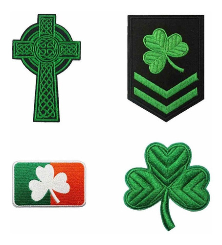 Cute-patch 4pc Set Bandera De Trébol Irlandés Cruz Ve...