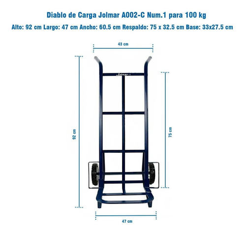 Imagen 6 de 6 de Diablo De Carga Jolmar A002-c Num.1 Para 100 Kg