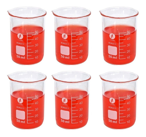 Vaso Precipitado De Vidrio 50 Ml Paq C/6 Jf Lhabo