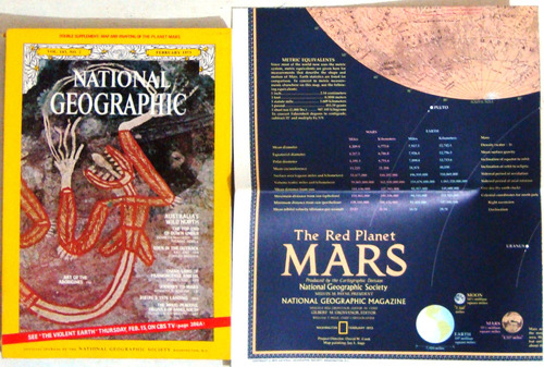 Revista National Geographic Ingles Planeta Marte 1973 Mapa