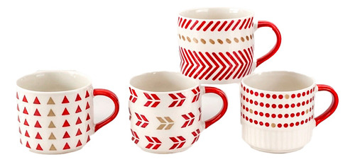 X4 Tazas Café Leche 400 Ml Navidad Tazas Navideñas