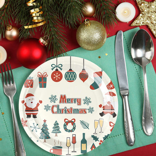Platos De Papel Pintados Desechables Para Platos De Navidad