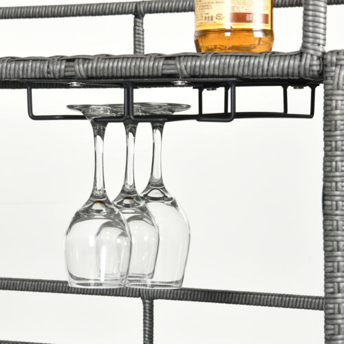 Portable Wicker Outdoor Bar Cart With Ice Bucket Kitchen Eem