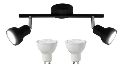 Aplique Techo Led Pepper 2 Spot Gu10 Luces V/n + 2 Dicroica