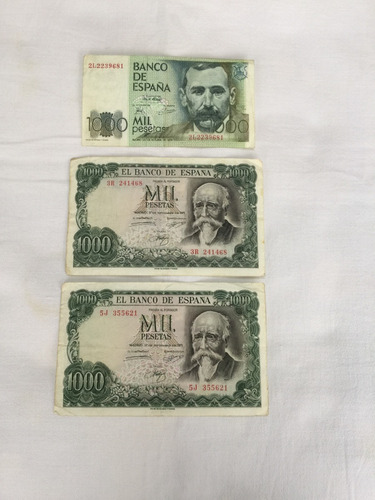 Colección De 3 Billetes De Mil Pesetas De España