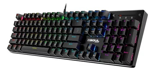 Teclado Gamer Soul Xk800 Qwerty Español Color Negro Con Luz Rgb