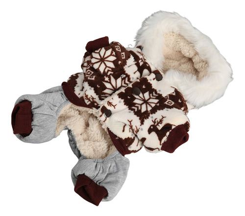 Chaqueta Navideña Para Perro Con Capucha, Gruesa, Copo De Ni